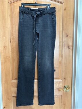 NYDJ Faded Black Straight-Leg Jeans with loops and tie belt